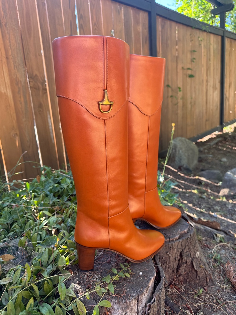 Gucci Leather Light Brown Boot Knee High Horsebit Elizabeth Women Size 9 US